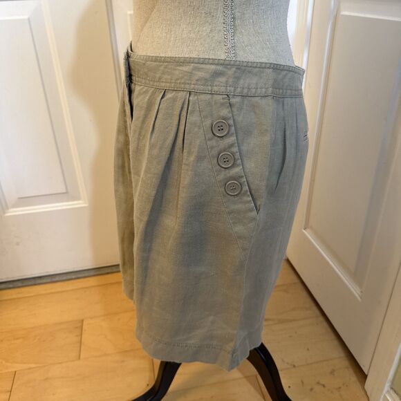 NEUTRAL LINEN SKIRT Cynthia Rowley 100% Linen Beige Mini Skirt Size 8 - Picture 8 of 9